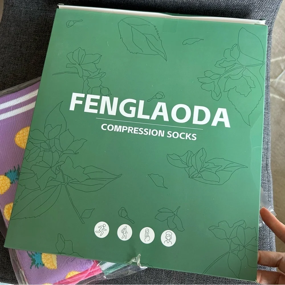 Colorful Compression Socks, 20-30mmHg compression (1 pair), Fresh Fruit Designs